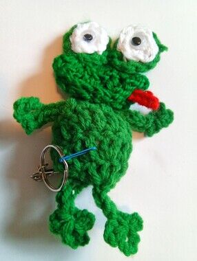Crocheted Green Leggy Grog Keychain Or Just Toy